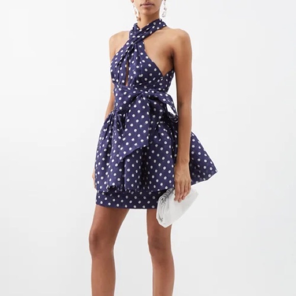 Zimmermann | Dresses | Zimmermann High Tide Halterneck Polkadot Linenblend  Dress | Poshmark